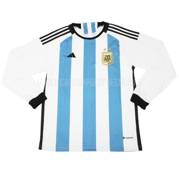 maglia argentina manica lunga coppa del mondo home 2022