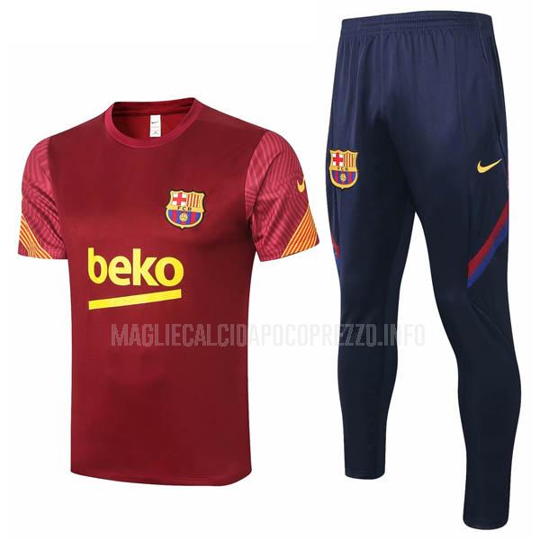 maglietta allenamento e pantaloni barcelona rosso 2020