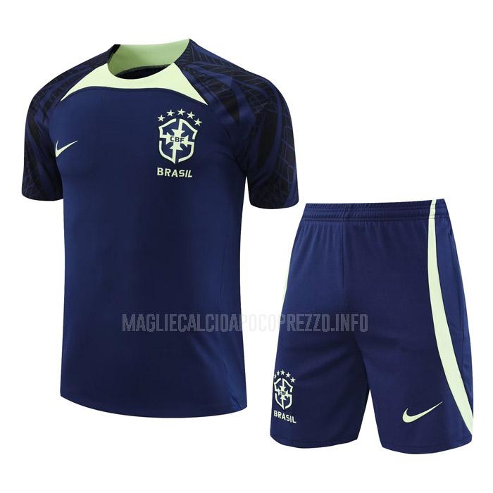 maglietta allenamento e pantaloni brasile 221221a1 blu 2023