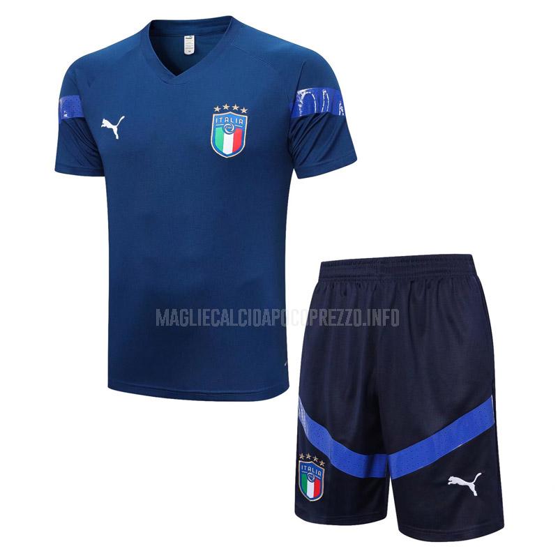 maglietta allenamento e pantaloni italia 2317a1 blu navy 2022