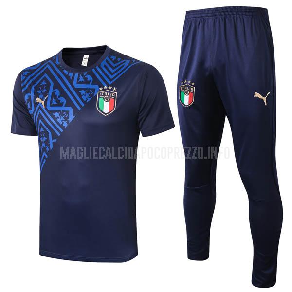 maglietta allenamento e pantaloni italia blu 2020-21