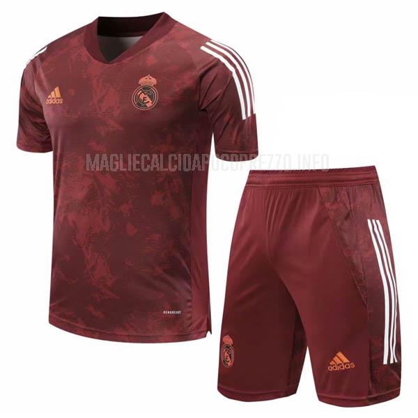 maglietta allenamento e pantaloni real madrid rosso 2020-21