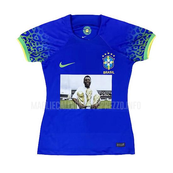 maglietta brasile donna commemorare pele blu 2023