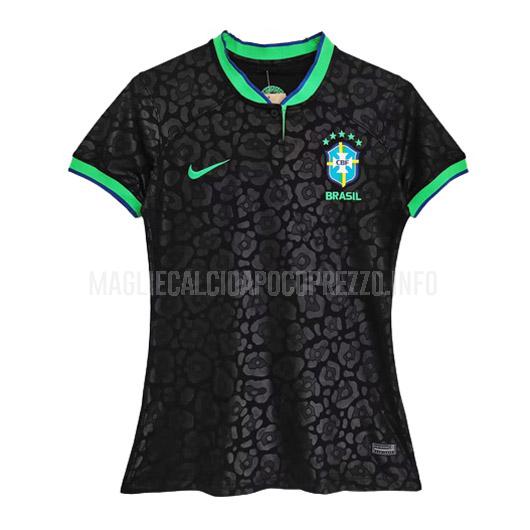 maglietta brasile donna coppa del mondo nero 2022