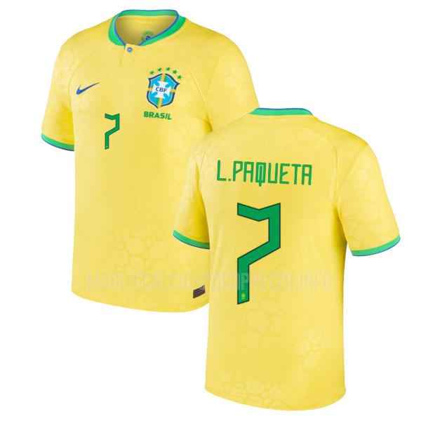 maglietta brasile l. paqueta coppa del mondo home 2022