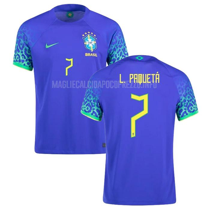 maglietta brasile paqueta coppa del mondo away 2022