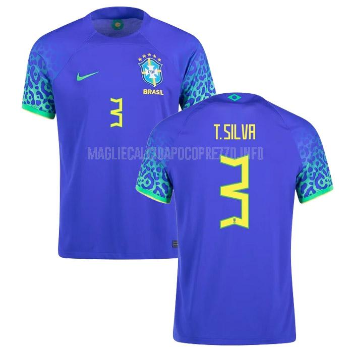 maglietta brasile t. silva coppa del mondo away 2022