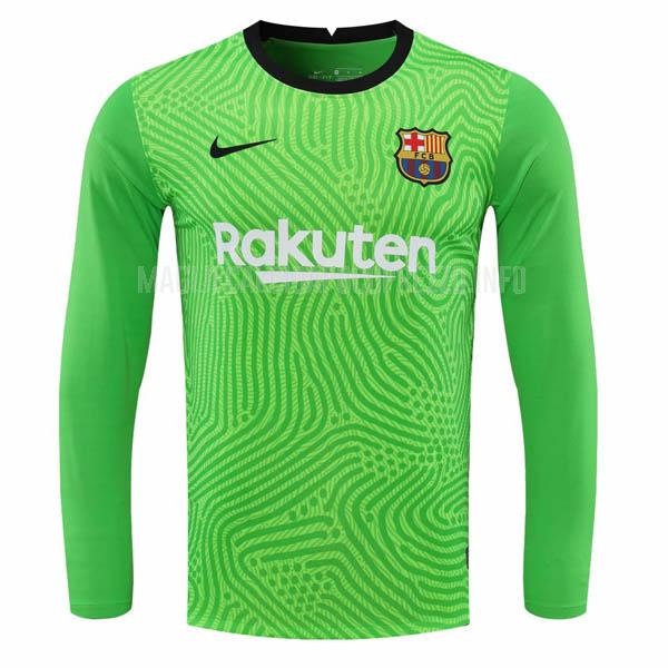 maglietta fc barcelona manica lunga portiere verde 2020-21