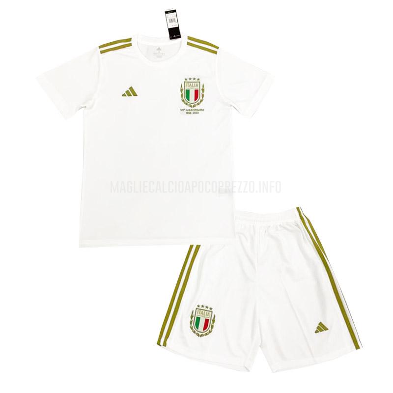maglietta italia bambino 125 anniversario bianco 2023