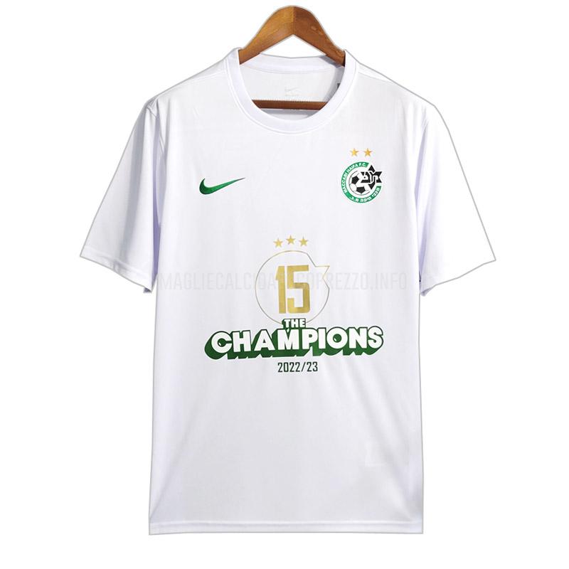 maglietta maccabi haifa champions bianco 2023