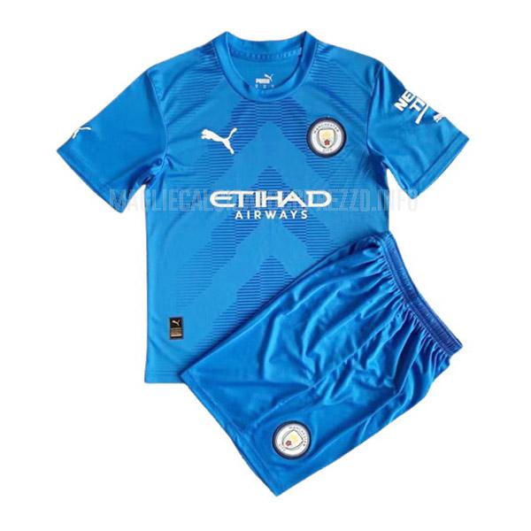 maglietta manchester city bambino portiere blu 2022-23
