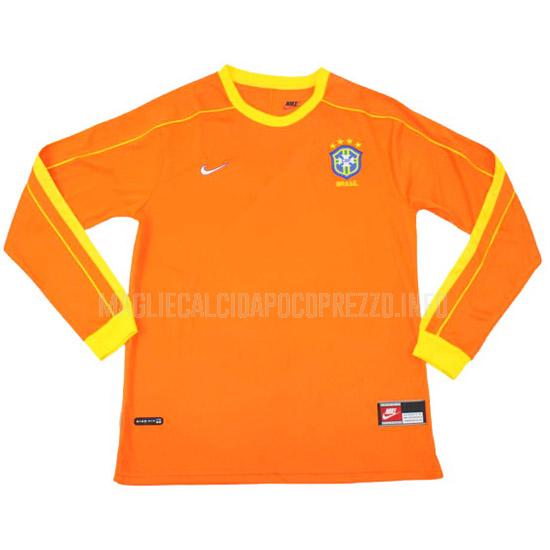 maglietta retro brasile manica lunga portiere arancia 1998
