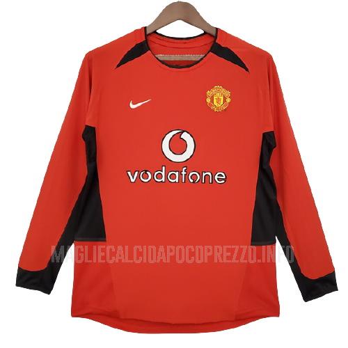 maglietta retro manchester united manica lunga home 2002-2004