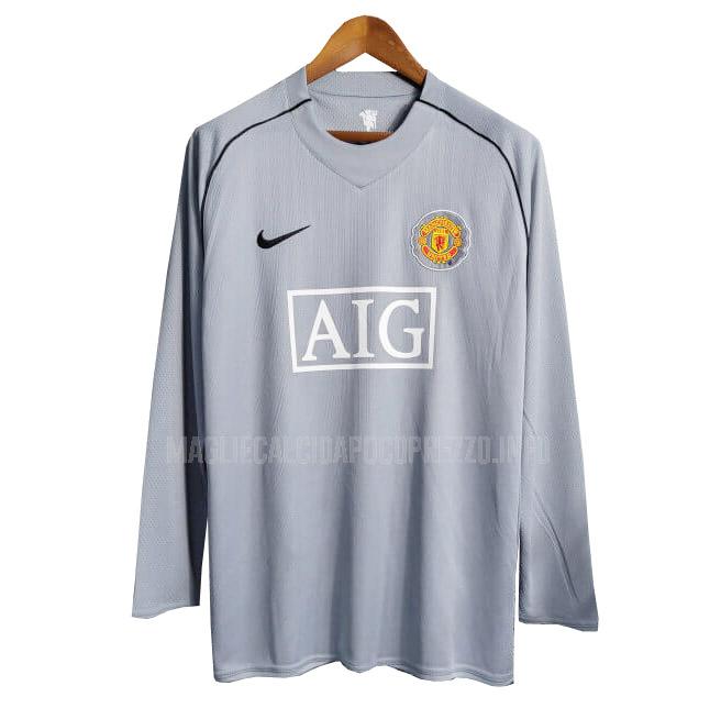 maglietta retro manchester united manica lunga portiere grigio 2007-2008